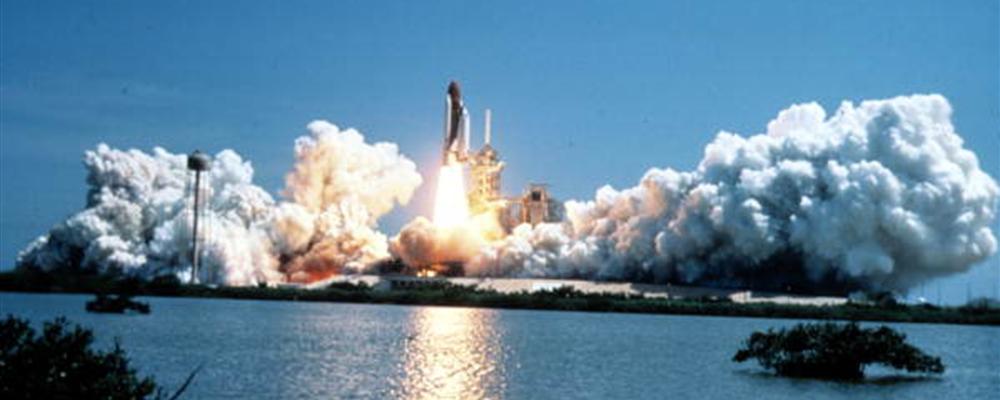 Space shuttle liftoff from the Kennedy Space Center: Merritt Island, Florida